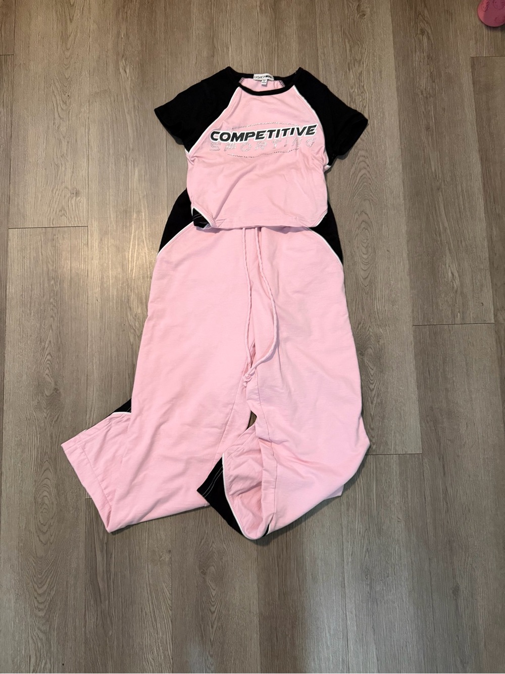 Fashion Nova Pink & Black 'COMPETITIVE' Women's Bodysuit